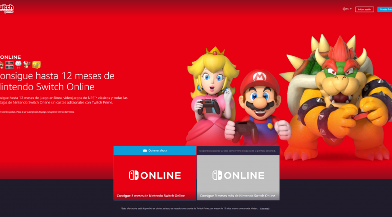 Twitch Prime permite obtener 12 meses gratis de Nintendo Switch Online